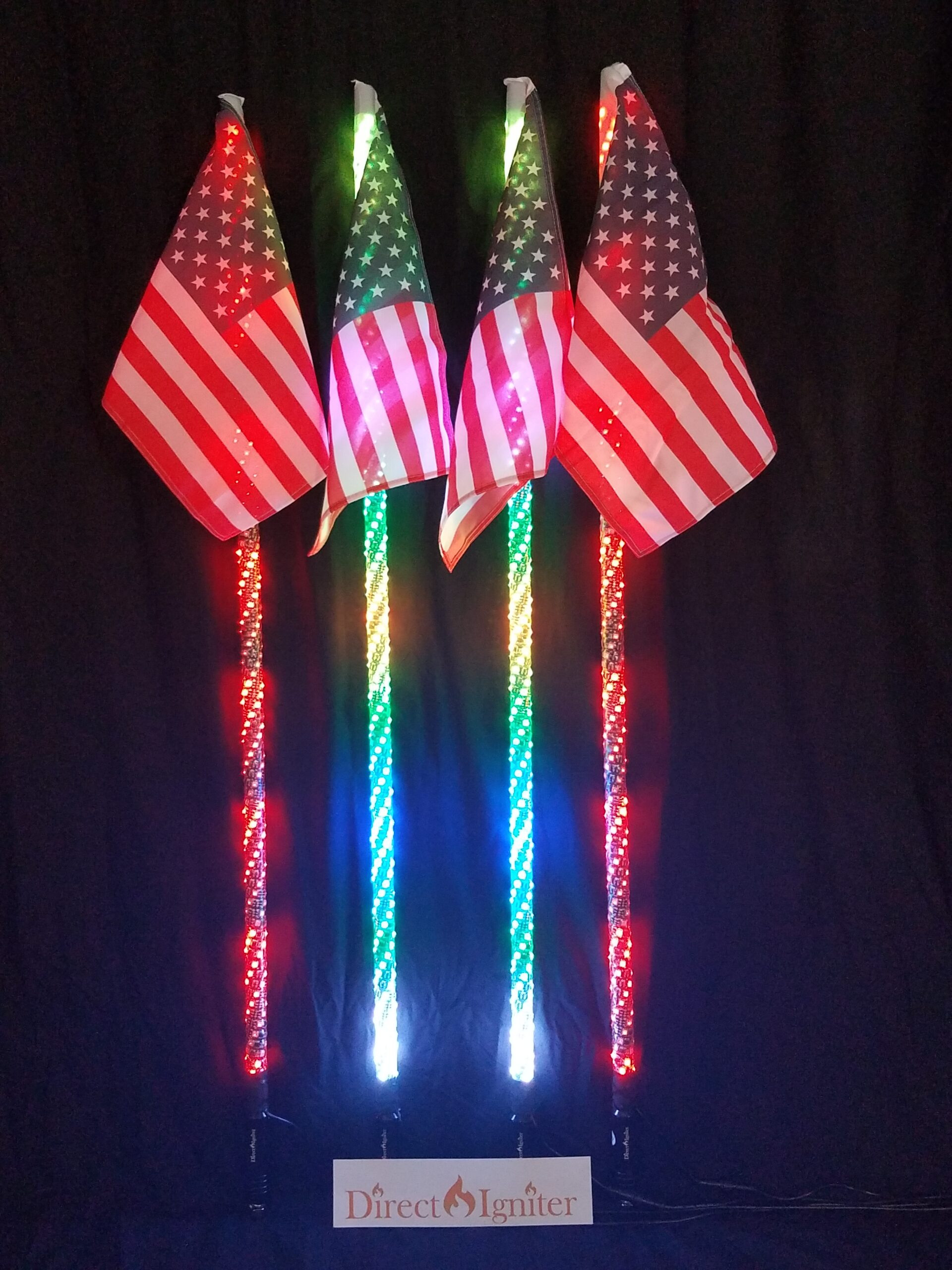 AMERICAN DREAM WRAPPED LED WHIPS-BY DIRECT IGNITER 6' PAIR 316 MODES USA COMPANY 